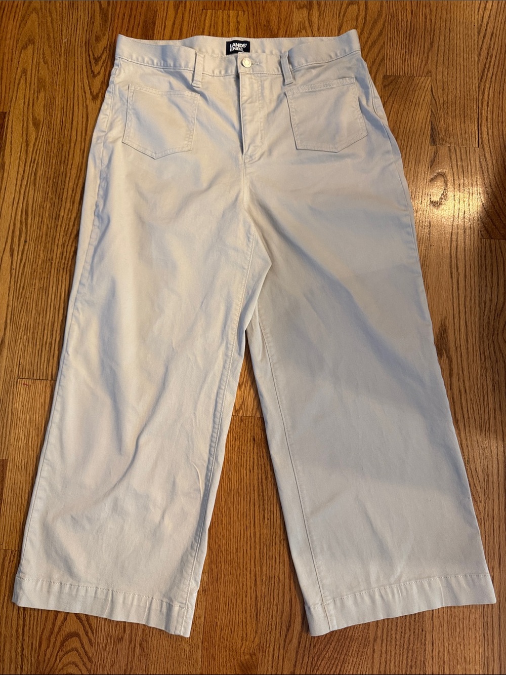 Lands' End Wide-Leg Pants in Light Tan/Cream